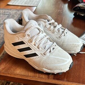Adidas Icon Kids White and Black Athletic Baseball Cleats sz 13 kids